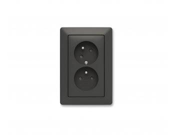 Z�suvka dvojit� s ochrann�mi kol�kmi, s clonami ABB Zoni 5513T-C02157 237 - �ierna matn�