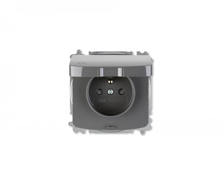 Z�suvka jednon�sobn� s v��kom ABB Tango 6619A-A06997 S2, IP44, kol�k, clonky - dymov� �ed�