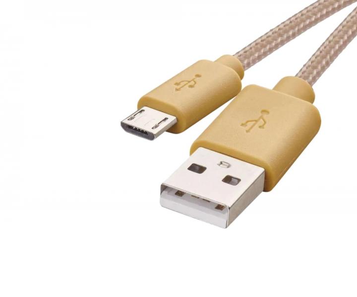 Rchlonabjac kbel Emos SM7006Y, USB A - micro USB B, zlat - 1 m
