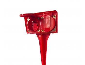 Dvojnsobn zapichovacia zsuvka Flipol GZ-20S, IP44, PVC - erven