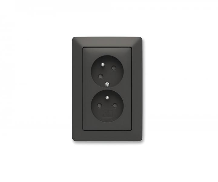 Z�suvka dvojit� s ochrann�mi kol�kmi, s clonami ABB Zoni 5513T-C02157 237 - �ierna matn�