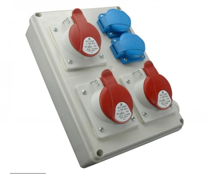 Zsuvkov rozvodnica na omietku SEZ ROS 1603, IP44, 3x zsuvka 1653+2x zsuvka 230V