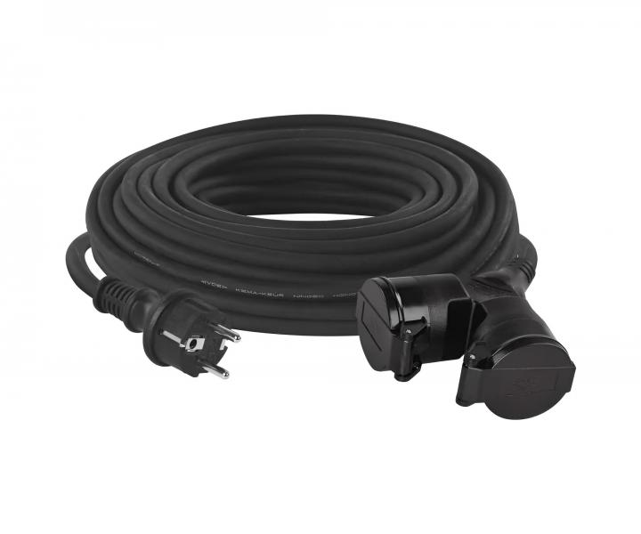 Vonku predl�ovac� k�bel Emos P0604, IP44, 2x z�suvka, 230 V, 1,5 mm2, guma, �ierny - 25 m