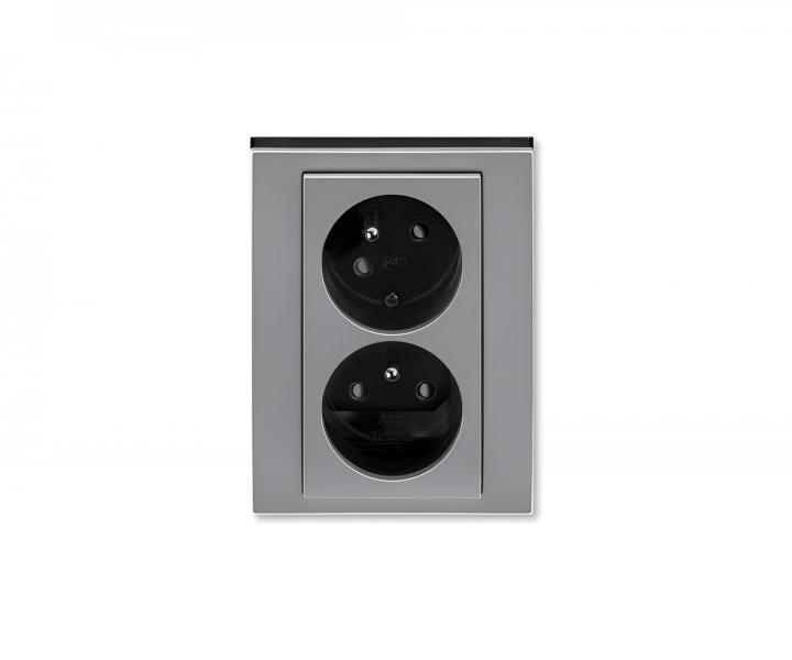 Z�suvka dvojit�, s clonkami, s nato�enou dutinou ABB Levit 5513H-C02357 69 - oce�ov�/dymov� �ierna