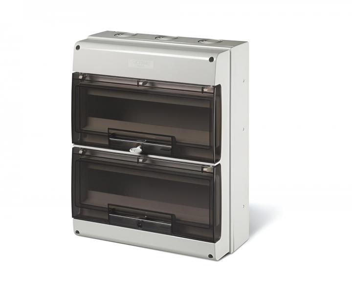 Rozvodnica na omietku Scame Domino 672.4032, IP66, 32 modulov (2x16)