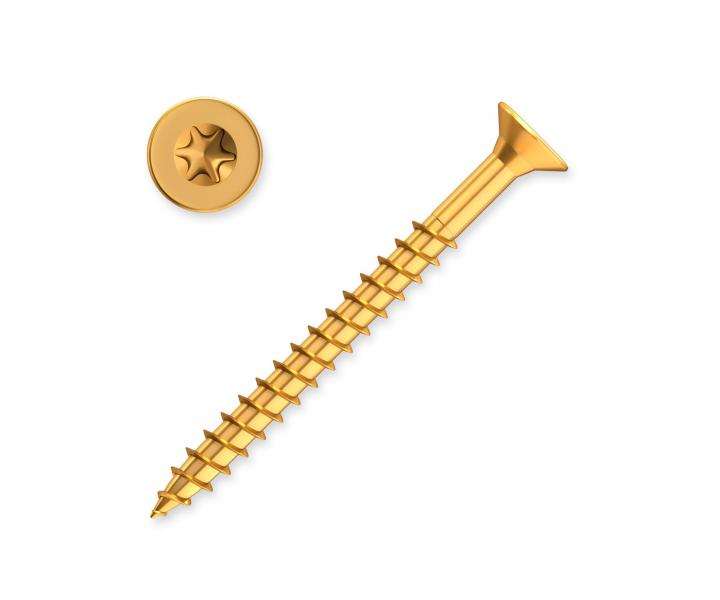 Vrut so zapustenou hlavou Valenta ZT 4x35/24, hviezdi�kov� hlava, �lt� zink, �iasto�n� z�vit