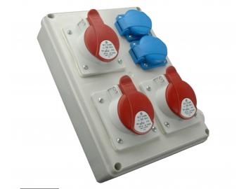 Zsuvkov rozvodnica na omietku SEZ ROS 1603, IP44, 3x zsuvka 1653+2x zsuvka 230V