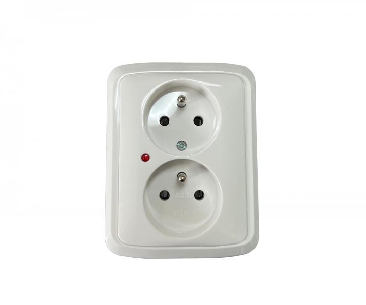 Z�suvka dvojit� s prep�ovou ochranou ABB Tango 5592A-A2349 B - biela