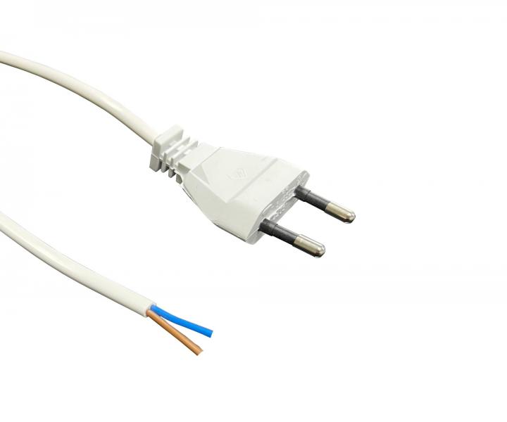 Flexo PVC �n�ra 872078-3-1/2, 2x0,75, rovn� vidlica, vo�n� koniec, biela - 2 m