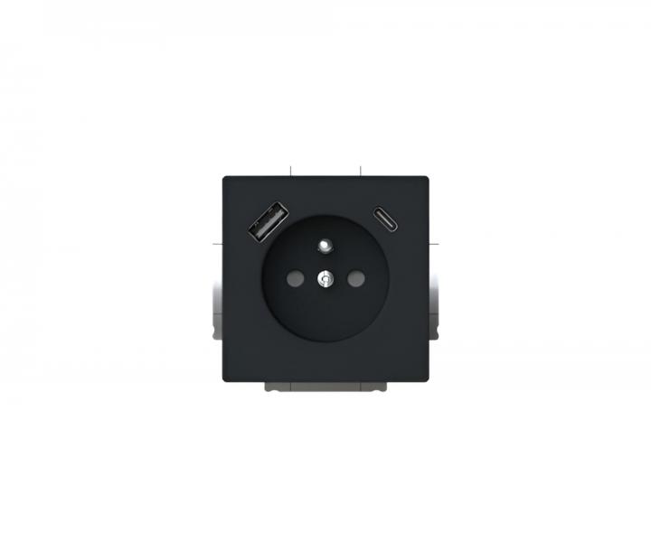 Jednoduch� z�suvka s USB ABB Future 2CKA002017A1919, kol�k, clony, USB-A/C - mechov� �ierna