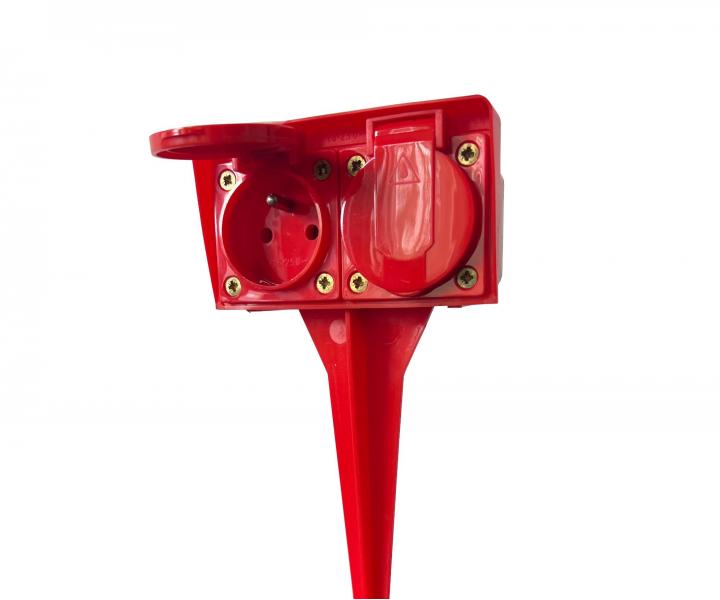 Dvojnsobn zapichovacia zsuvka Flipol GZ-20S, IP44, PVC - erven