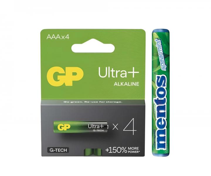 Alkalick batria GP Ultra Plus AAA (LR03) - 4 ks + uvaky Mentos zadarmo