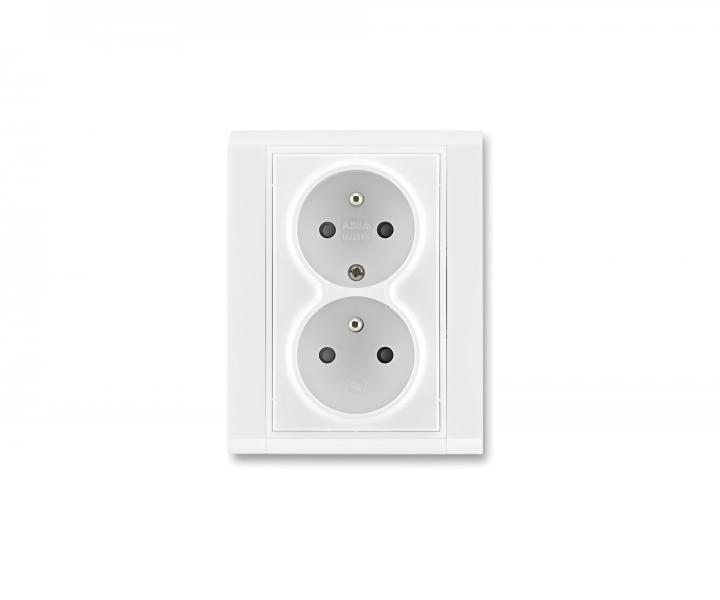 Z�suvka dvojit� ABB Element-Time 5512F-C02359 03, s krytkami - biela