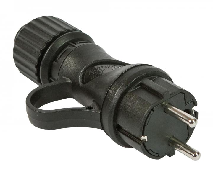 Gumov vidlica Fanton 80052, IP44, 16 A, 2P - ierna