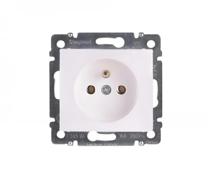 Z�suvka jednon�sobn� Legrand Valena, IP20, ochrann� kol�k - biela