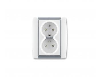 Z�suvka dvojit� s clonkami ABB Element-Time 5512E-C02359 04 - biela/�adov� �ed�