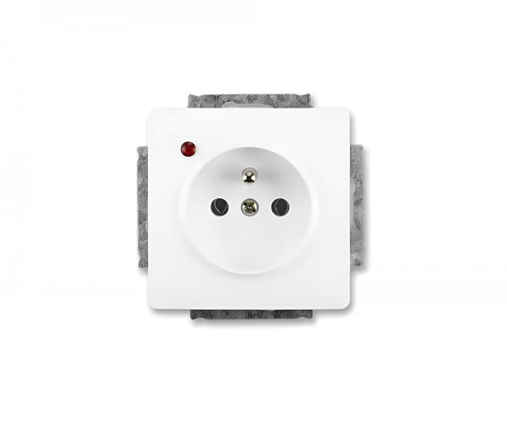 Z�suvka jednon�sobn� s prep�ovou ochranou ABB Swing 5598G-A02349 B1, optick� signaliz�cia - jasne biela