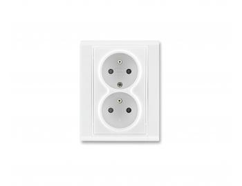 Z�suvka dvojit� ABB Element-Time 5512F-C02359 03, s krytkami - biela