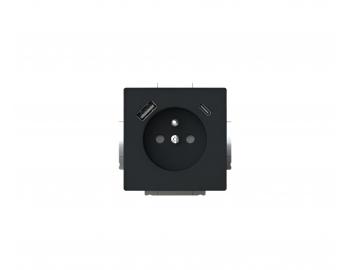 Jednoduch� z�suvka s USB ABB Future 2CKA002017A1919, kol�k, clony, USB-A/C - mechov� �ierna