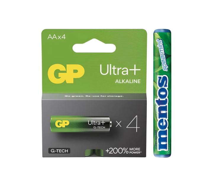 Alkalick batria GP Ultra Plus AA (LR6) - 4 ks + uvaky Mentos zadarmo