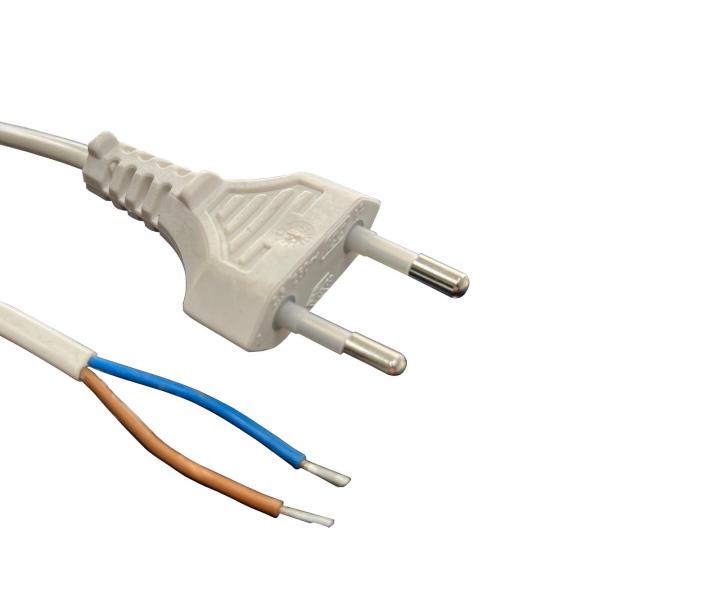 Flexo PVC nra H03VVH2-F A1, 2x0,5, rovn vidlica, biela - 2 m