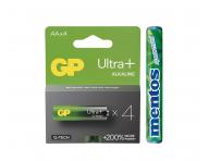 Alkalick batria GP Ultra Plus AA (LR6) - 4 ks + uvaky Mentos zadarmo