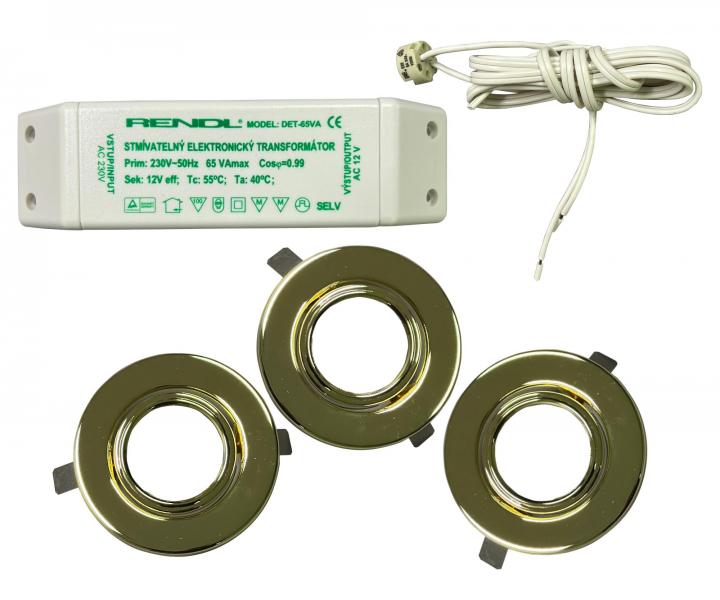 Sada vstavanch halognovch svietidiel Rendl SHP3216/Z, G4, 220-240 V, 3x 20 W - zlat