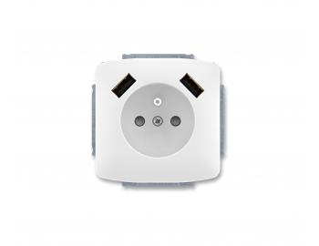 Z�suvka jednon�sobn� s kol�kom ABB Tango 5569A-A22357 B, clony, 2x USB A -biela