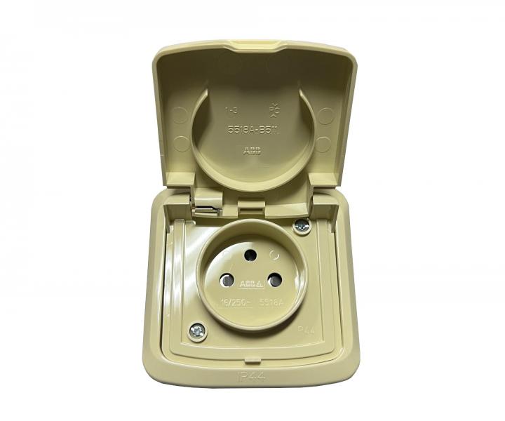 Z�suvka jednon�sobn� kompletn� ABB Tango 5518A-2999 C, IP44, s clonami - slonov� kos�