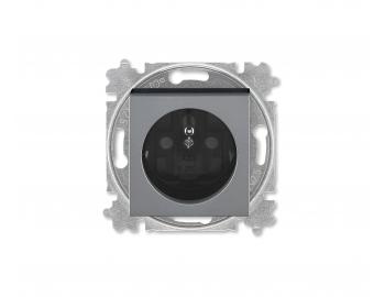 Z�suvka jednon�sobn� bez r�m�eka ABB Levit 6619H-A06357 69, IP40, ochrann� kol�k, clony - oce�ov�/dymov� �ierna