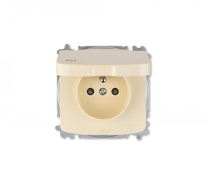 Z�suvka jednon�sobn� ABB Tango 6619A-A06997 C, IP44, ochrann� kol�k, clonky, v��ko - slonov� kos�