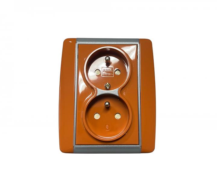 Z�suvka dvojit� s clonkami ABB Element-Time 5512E-C02359 07 - karamelov�/�adov� �ed�