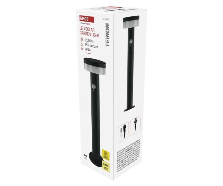 LED zhradn solrne stpikov svietidlo s idlom smraku Emos Terion ZGJ0B4S, IP44, 2 W, tepl biela
