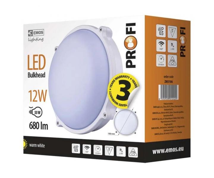 Kruhov prisaden LED svietidlo Emos Profi ZM3106, 12 W, tepl biela