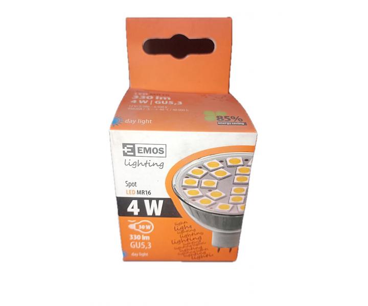 LED iarovka Emos Lighting MR16, GU5,3, 4 W (30 W), denn biela