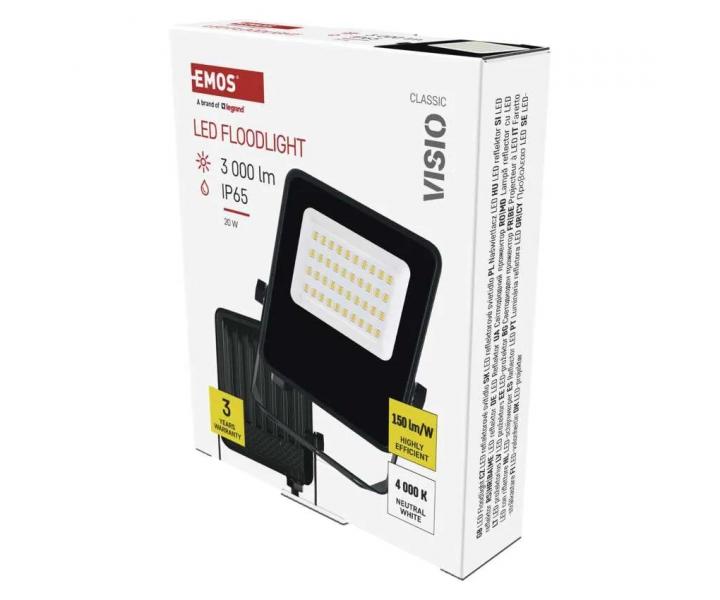 LED reflektor Emos Visio ZS2523, IP65, 20 W, ierny, neutrln biela