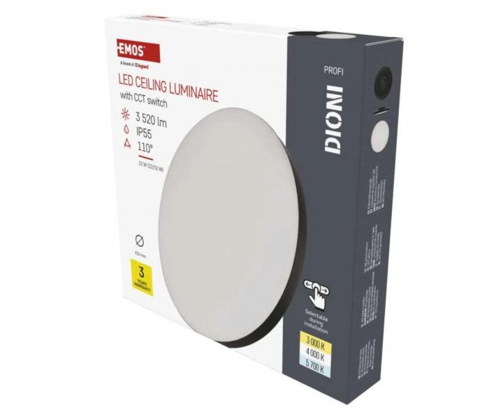 Kruhov prisaden LED svietidlo Emos Dioni ZM7155, ierne, 32 W, so zmenou CCT
