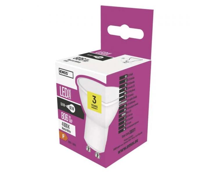 LED iarovka Emos Classic MR16 ZQ8371, GU10, 8,4 W (60 W), neutrln biela