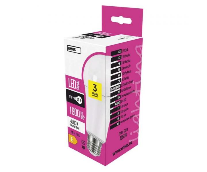 LED iarovka Emos Classic A67 ZQ5174, E27, 17 W (120 W), neutrln biela