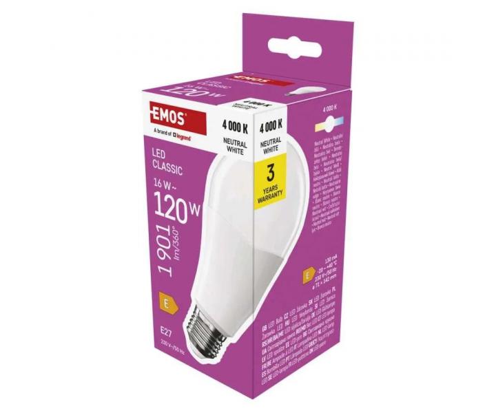LED �iarovka Emos Classic A70, E27, 16 W (120 W), neutr�ln� biela