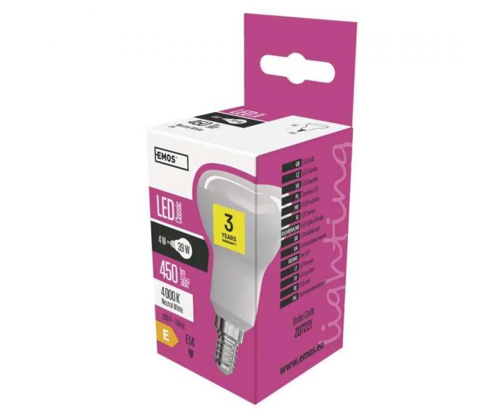 LED iarovka Emos Classic R50 ZQ7221, E14, 4 W (39 W), neutrln biela