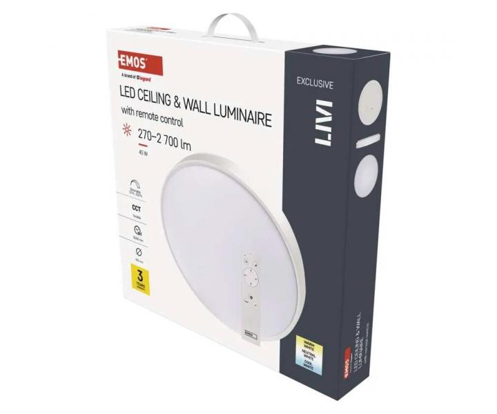 Kruhov prisaden LED svietidlo Emos Livi ZM5163, 50 cm, 45 W, tepl-studen biela, stmievanie