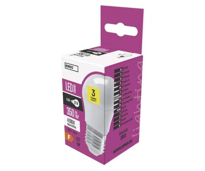LED iarovka Emos Classic ZQ1111, E27, 4,1 W (32 W), neutrln biela