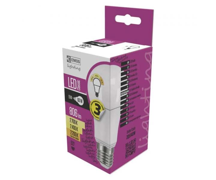 LED iarovka Emos Classic A60 ZQ5140W, E27, 9 W, tepl biela