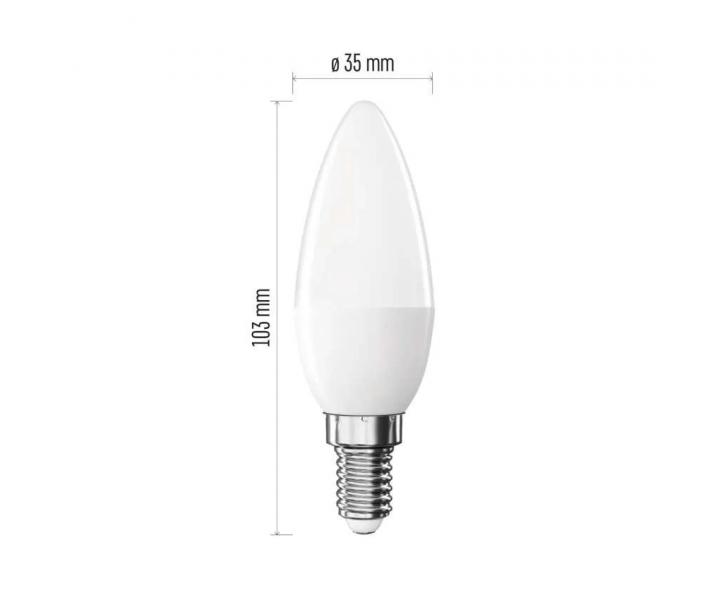 LED iarovka svieka Emos Classic E14, 6,5 W (60 W), tepl biela