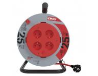 Predlovac kbel na bubne Emos P19425P, 4x zsuvka, 230 V, 1,5 mm2, erven, 25 m