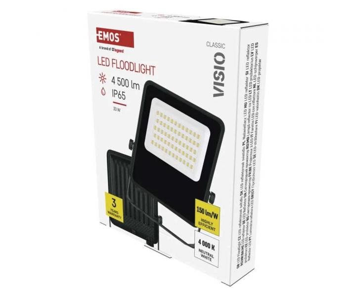 LED reflektor Emos Visio ZS2533, IP65, 30 W, ierny, neutrln biela