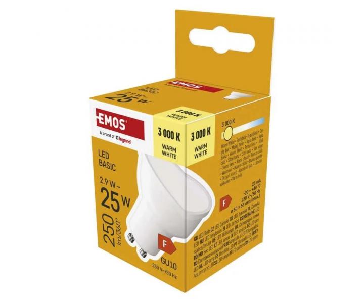 LED iarovka Emos Basic MR16 ZL8F02, GU10, 2,9 W (25 W), tepl biela