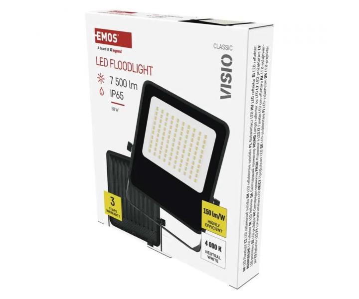 LED reflektor Emos Visio ZS2543, IP65, 50 W, ierny, neutrln biela