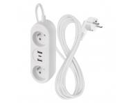 Predlovac kbel Emos P0211E, 2x zsuvka, 2x USB-A, 1x USB-C, biely, 1,4 m